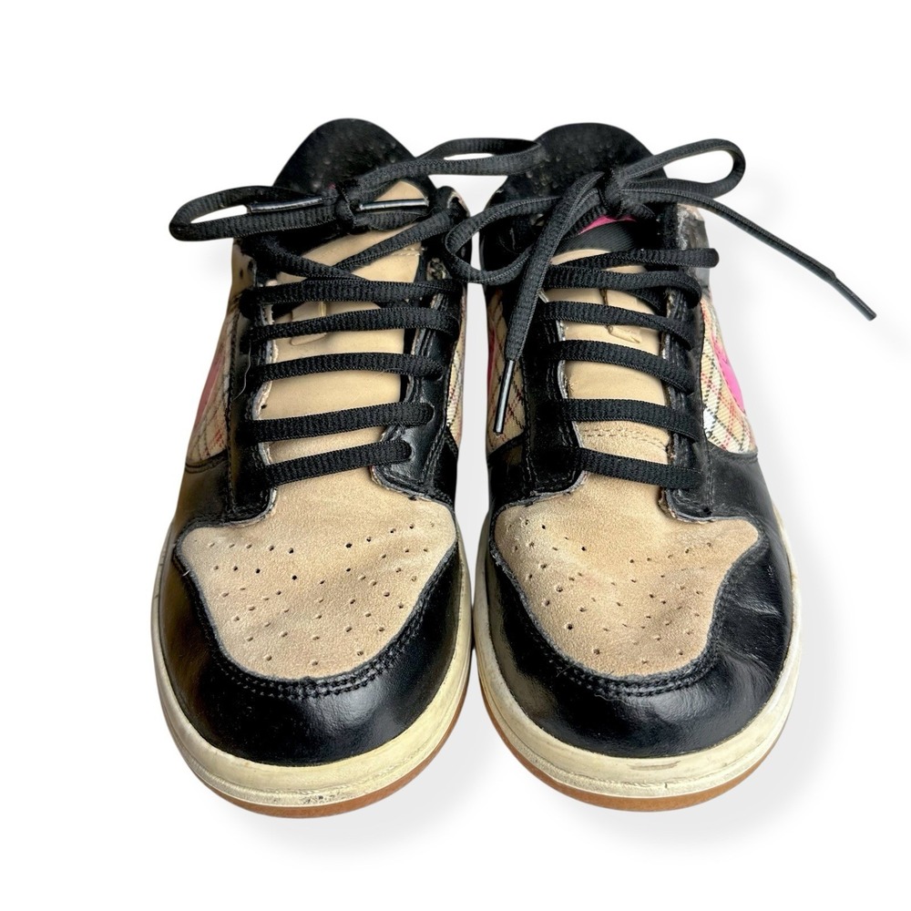 Nike Dunk Low Girls‎ Shoes Plaid Size 5 Hemp/Pinkfire Ii-Sail-Light Brown 2008 - Picture 3 of 13